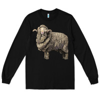 Black merino wool sheep Long Sleeve Tee - LillyAllenDesigns