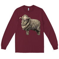 Burgundy merino wool sheep Long Sleeve Tee - LillyAllenDesigns