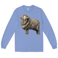 Colony Blue merino wool sheep Long Sleeve Tee - LillyAllenDesigns