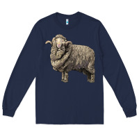 Navy merino wool sheep Long Sleeve Tee - LillyAllenDesigns