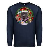 Navy Christmas Pitbull Premium Sweatshirt - RanaPortraitStore