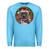 Ocean Blue Christmas Pitbull Premium Sweatshirt - RanaPortraitStore