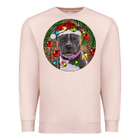Pale Pink Christmas Pitbull Premium Sweatshirt - RanaPortraitStore