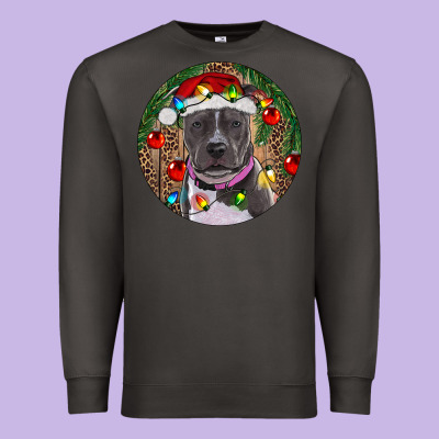 Christmas Pitbull Premium Sweatshirt Designed By Ranaportraitstore
