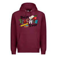 Burgundy best teacher ever Premium Hoodie - NancyCooperArtShop