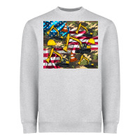 Heather Grey excavator American flag Heavyweight Sweatshirt - Artiststas