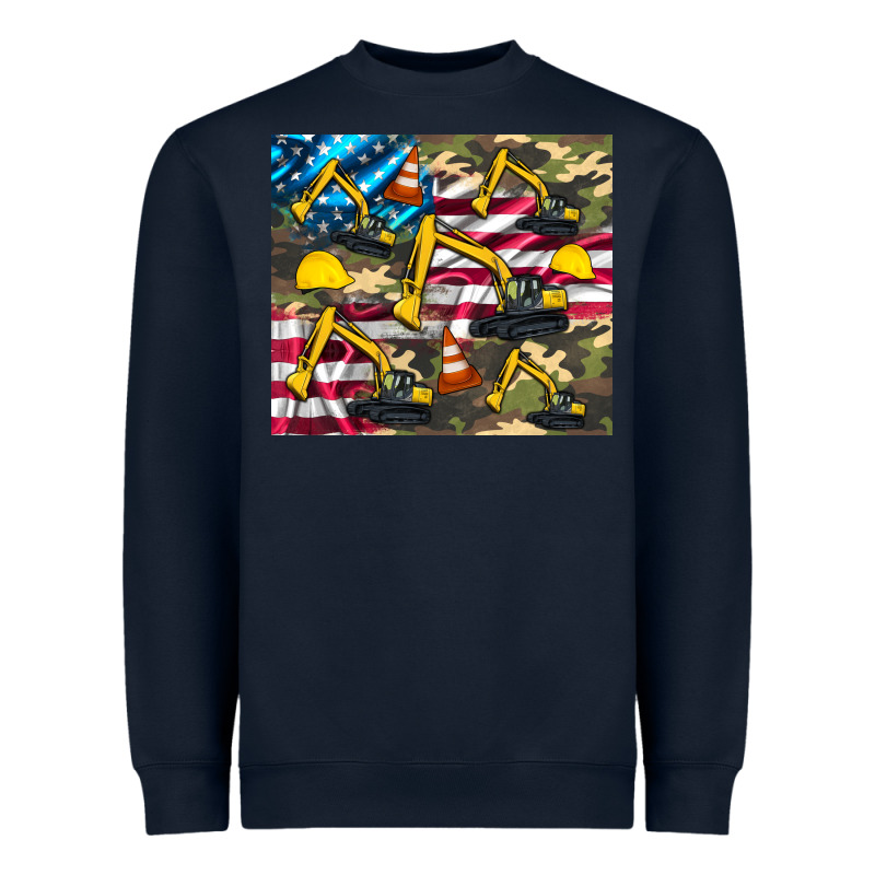 Excavator American Flag Heavyweight Sweatshirt by Artiststas | Teevron