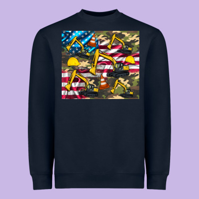 Excavator American Flag Heavyweight Sweatshirt Designed By Artiststas