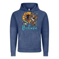 Vintage Denim believe leopard cross sunflower butterfly Vintage Hoodie - JahusDesignShop