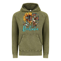 Vintage Olive believe leopard cross sunflower butterfly Vintage Hoodie - JahusDesignShop