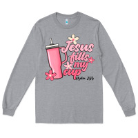 Heather Grey jesus fills my cup Long Sleeve Tee - JahusDesignShop