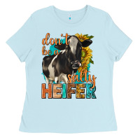 Baby Blue dont be a salty heifer with sunflowers Ladies Tee - texasbilliewilder
