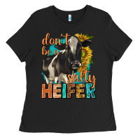 Black dont be a salty heifer with sunflowers Ladies Tee - texasbilliewilder