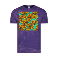 Cloud Purple sunflowers and leopard western seamless pattern Vintage Tee - BundleAndBundleShop