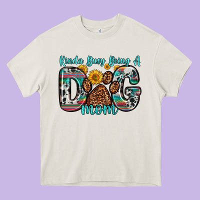 Kinda Busy Being A Dog Mom Heavy Core Tee Designed By Zillion Design Studio