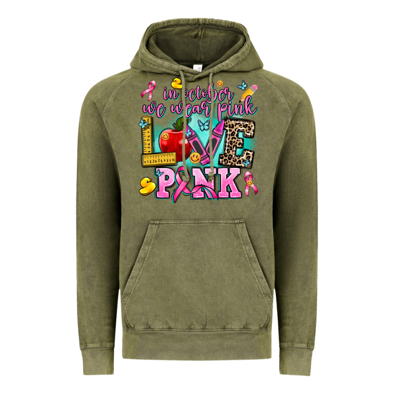 In October We Wear Pink Love Pink Vintage Hoodie by AdoDesignShop | Teevron