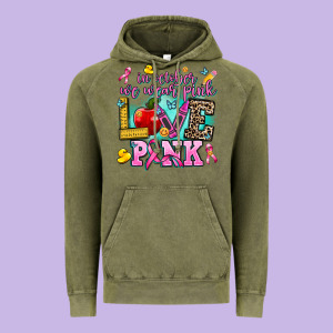 In October We Wear Pink Love Pink Vintage Hoodie Designed By Adodesignshop