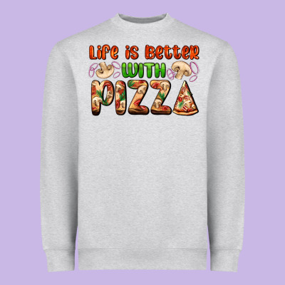 Life Is Better With Pizza Heavyweight Sweatshirt Designed By Adodesignshop