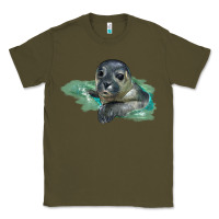Army Green Sea Seal Face Illustrations Classic Tee - LillyAllenDesigns