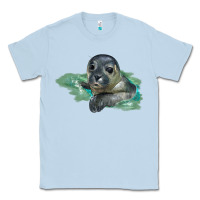 Dusty Blue Sea Seal Face Illustrations Classic Tee - LillyAllenDesigns
