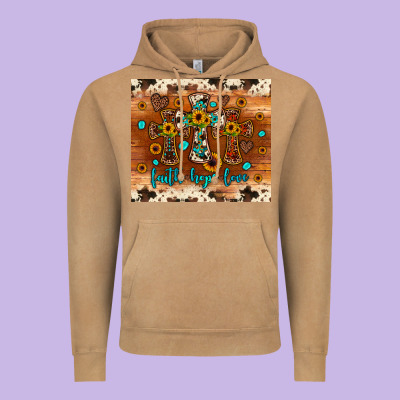 Faith Hope Love Cross Vintage Hoodie Designed By Jahusdesignshop