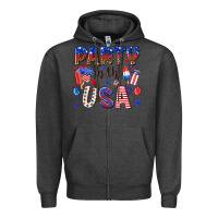 Charcoal Heather party in the usa Zipper Hoodie - NancyCooperArtShop