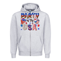 Heather Grey party in the usa Zipper Hoodie - NancyCooperArtShop