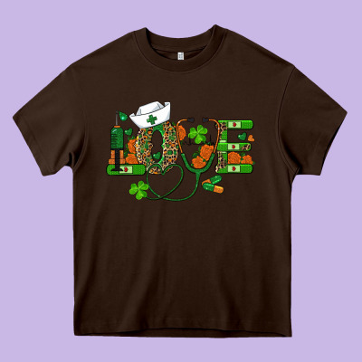 St Patricks Day Love Nurse Heavy Core Tee Designed By Ranaportraitstore