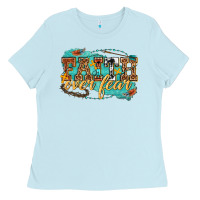 Baby Blue faith over fear Ladies Tee - texasbilliewilder