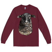 Burgundy dorper sheep head Long Sleeve Tee - LillyAllenDesigns
