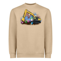 Easter Excavator Gnome Egg Leopard Heavyweight Sweatshirt | Teevron