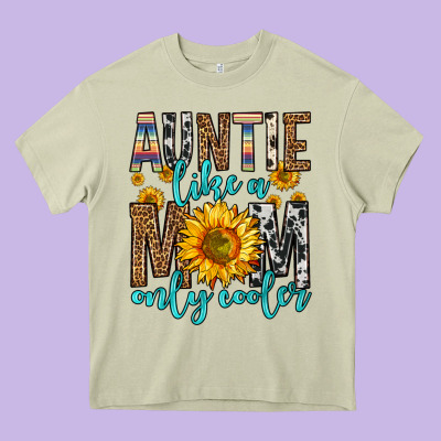 Auntie Like A Mom Only Cooler Heavy Core Tee Designed By Zillion Design Studio