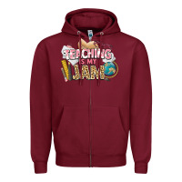 Burgundy teaching is my jam teacher school Zipper Hoodie - NancyCooperArtShop