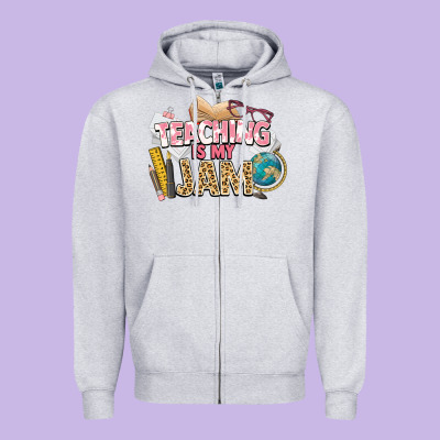 Teaching Is My Jam Teacher School Zipper Hoodie Designed By Nancycooperartshop