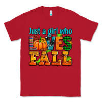Red just a girl who loves fall Classic Tee - AdoDesignShop