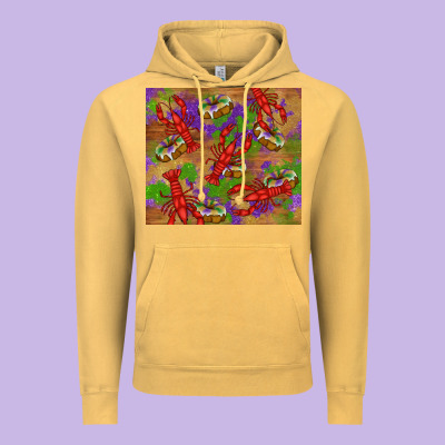 Mardi Gras Crawfish King Cake Vintage Hoodie Designed By Ranaportraitstore