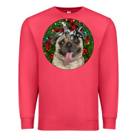 Cardinal Christmas Pug With Buffalo Plaid Premium Sweatshirt - RanaPortraitStore