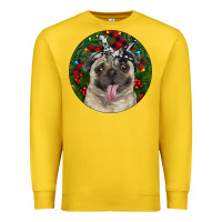 Lemon Christmas Pug With Buffalo Plaid Premium Sweatshirt - RanaPortraitStore