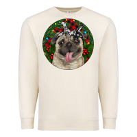 Sandshell Christmas Pug With Buffalo Plaid Premium Sweatshirt - RanaPortraitStore