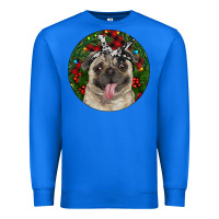 True Royal Christmas Pug With Buffalo Plaid Premium Sweatshirt - RanaPortraitStore