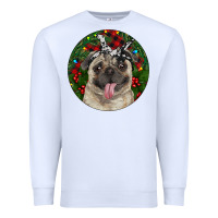 Christmas Pug With Buffalo Plaid Premium Sweatshirt | Teevron