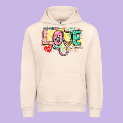 Love Nursing Leopard Background Urban Hoodie Designed By Cowgirlartshop