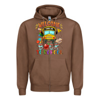 Chestnut welcome back to school with school bus Zipper Hoodie - NancyCooperArtShop