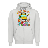 Dove Grey welcome back to school with school bus Zipper Hoodie - NancyCooperArtShop