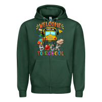 Sports Green welcome back to school with school bus Zipper Hoodie - NancyCooperArtShop