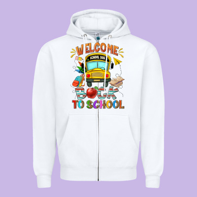 Welcome Back To School With School Bus Zipper Hoodie Designed By Nancycooperartshop