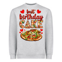 Heather Grey best birthday cake pizza Heavyweight Sweatshirt - AdoDesignShop