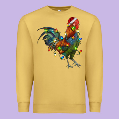 Christmas Lights Rooster Premium Sweatshirt Designed By Ranaportraitstore