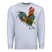 Heather Grey Christmas Lights Rooster Premium Sweatshirt - RanaPortraitStore