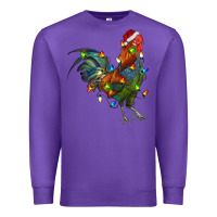 Purple Christmas Lights Rooster Premium Sweatshirt - RanaPortraitStore